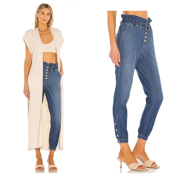 Veronica Beard Tapered Paperbag Jeans Blue Size 26/2 - Picture 8 of 16